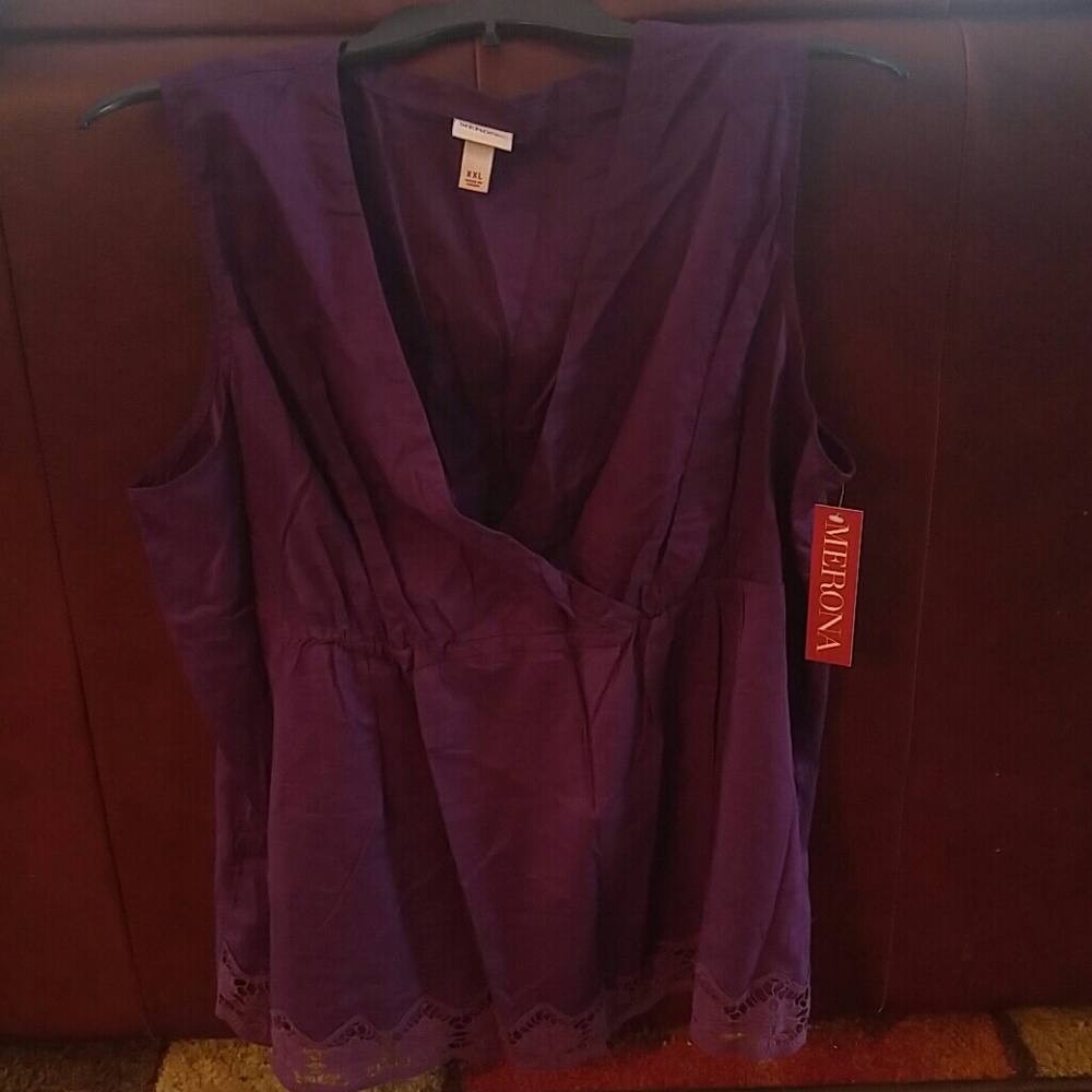 Sleeveless lightweight faux wrap top